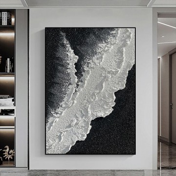 150の主題の芸術作品 Painting - ブラック ホワイト ビーチ ウェーブ サンド 03 壁装飾